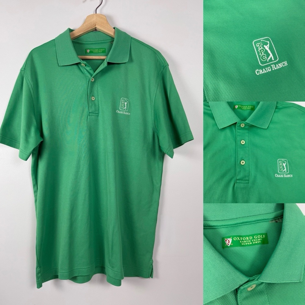 Oxford TPC Craig Ranch Golf Polo Men Medium Icon‎ Green Performance Earth Tech